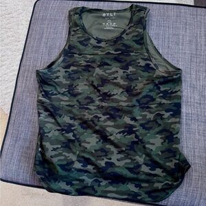 BYLT Basics Green Camouflage Tank Top
